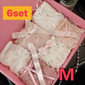 【300円off値下げ】ショーツ 6set Mサイズ ピンク/白 レース