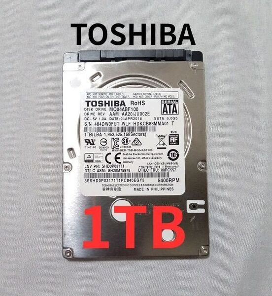 1TB HDD 1000GB /MQ04ABF100★使用少 710時間★ ポータブルHDD 外付けHDD OK!★ 2.5インチ