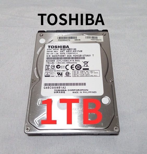 1TB HDD 1000GB ★MQ01ABD100★使用少 785時間★ ポータブルHDD 外付けHDD OK!★ 2.5インチ