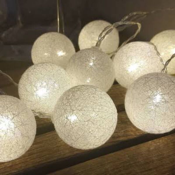 コットンボール LEDライト 10個セット 電池式 ホワイト
