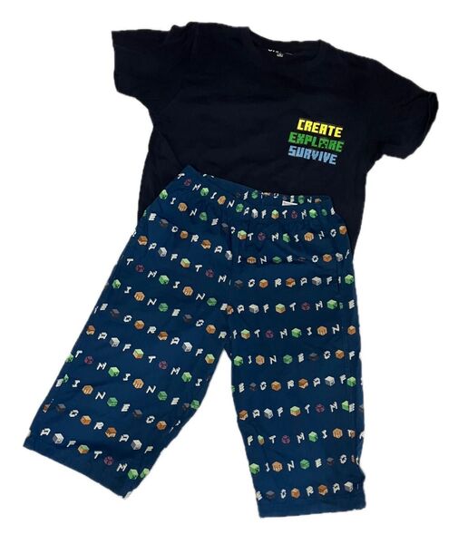 マインクラフト Minecraft Tシャツとステテコのセット 160 紺色 パジャマ ルームウェア