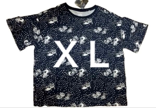 未使用 Tシャツ ディズニーグラフィックT アリスインワンダーランド 紺色 ネコ ユニクロ XL