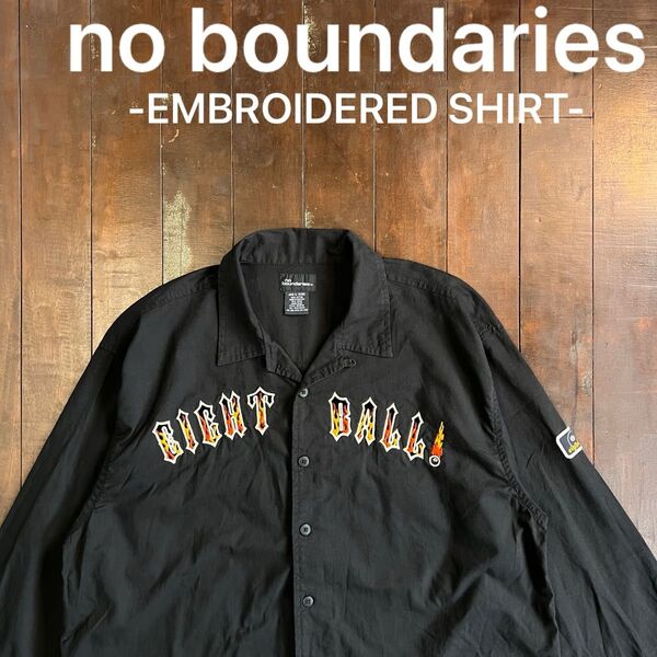 希少!!【no boundaries ノーバウンダリーズ】刺繍シャツ Harley-Davidson ハーレーダビッドソン