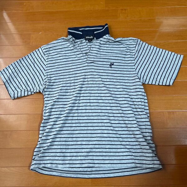 Ashworth ポロシャツ ボーダー柄 グレー×ネイビー メンズ
