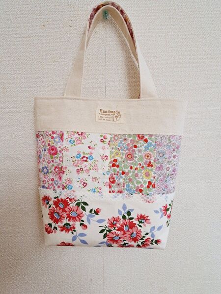 ハンドメイド バッグ カバン トートバッグ パッチワーク ミニバッグ サブバッグ ランチバッグ 手提げカバン