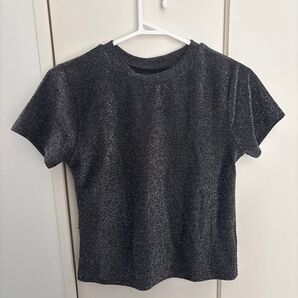 GRLのラメTシャツ ブラック
