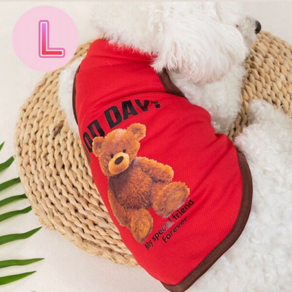 犬服 タンクトップ L 赤 レッド ノースリーブ 袖なし スマイル ペットウェア ドッグウェア 犬 犬用品 小型犬 犬の服 夏