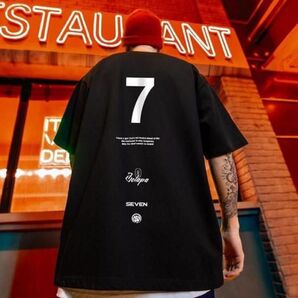 【新品未使用】メンズ 7 セブン Tシャツ オーバーサイズ ビッグシルエット コットン100% 黒
