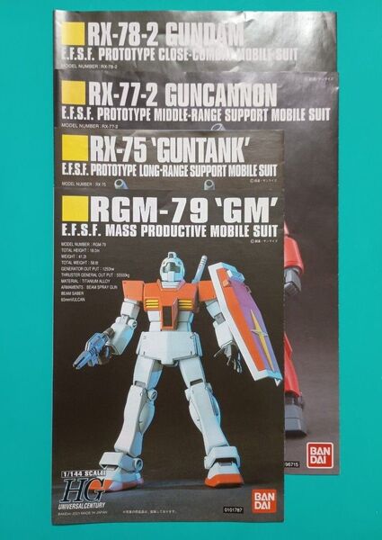 ガンプラ 説明書のみ。4種類 ガンダム ガンキャノン ガンタンク ジム