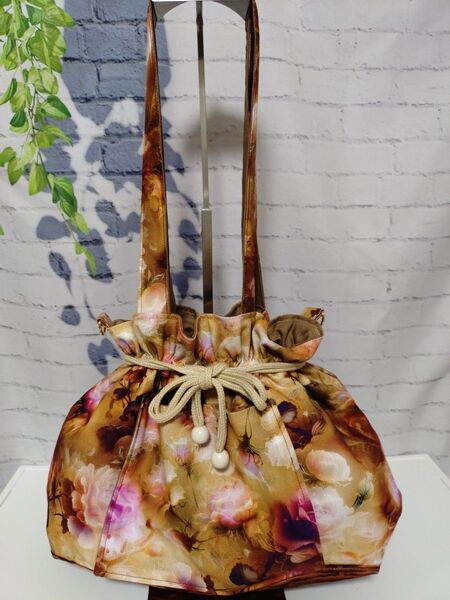 素敵なバラの トート巾着2wayショルダーバッグ ハンドメイド