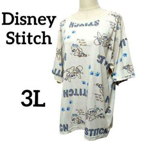 新品 ディズニー Disney スティッチ Stitch 3L 総柄 Tシャツ ゆるふわ