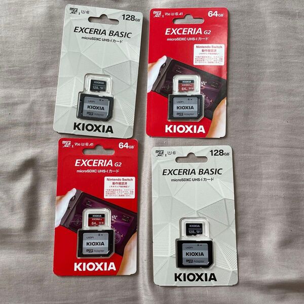 KIOXIA microSDカード EXCERIA 128GB/64GB 4個セット