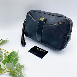 dunhill ダンヒル セカンドバッグ BK レザー クラッチバッグ ゴールド金具