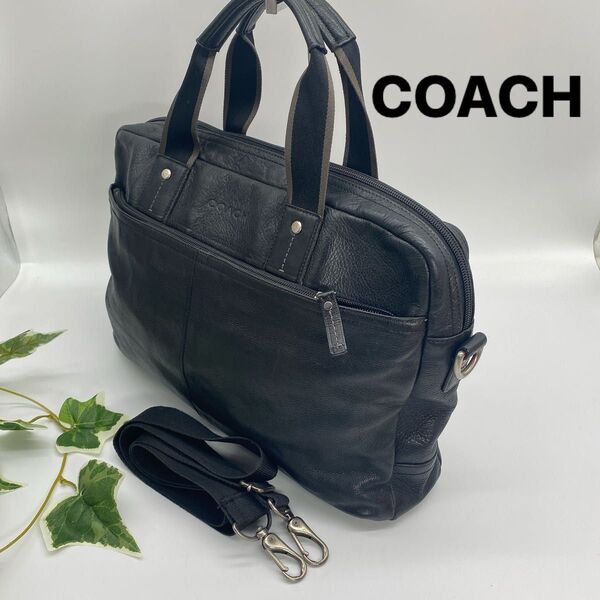 COACH コーチ ビジネスバッグ 2way ブラック 牛革 斜めがけ ブリーフケース F70812 A4