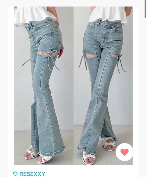 RESEXXY カットアウトリボンデニムパンツ リゼクシー