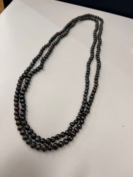バロックパール ネックレス ブラック グレー ロングネックレス 本真珠
