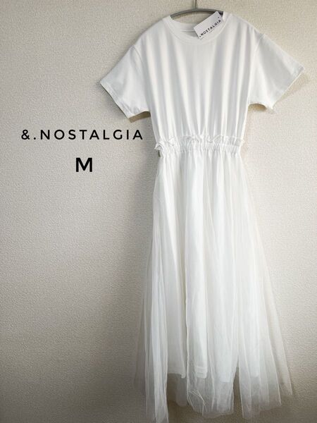 &.NOSTALGIA【タグ付き】半袖 ポンチ ドッキング ワンピース M ワンピース