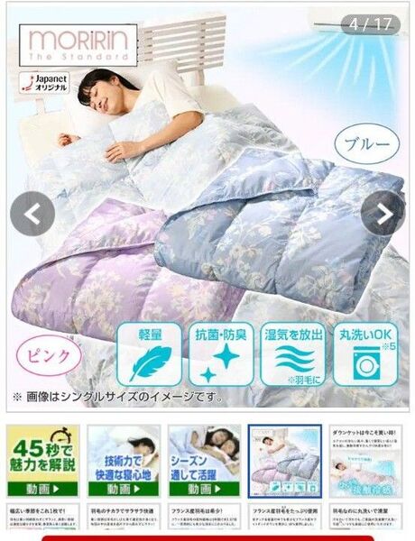 モリリン フランス産羽毛 洗えるダウンケット