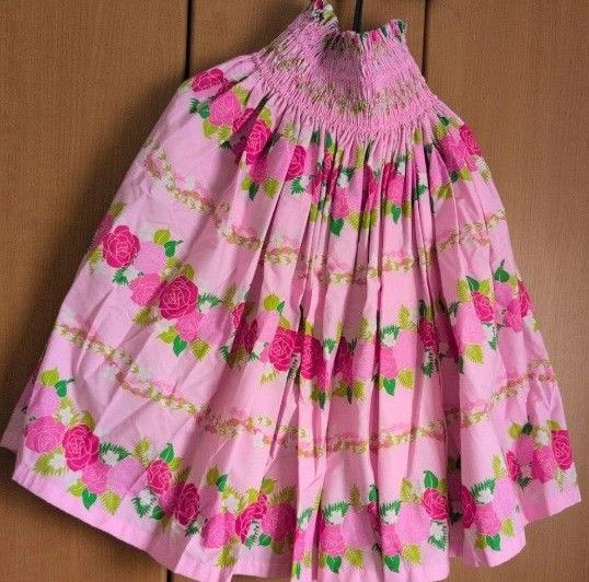フラダンス スカート 花柄 パウスカート ピンク