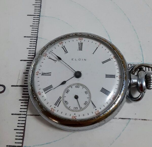 稼働品 リアルレア ELGIN 手巻き懐中時計ホワイト文字盤 1910年製