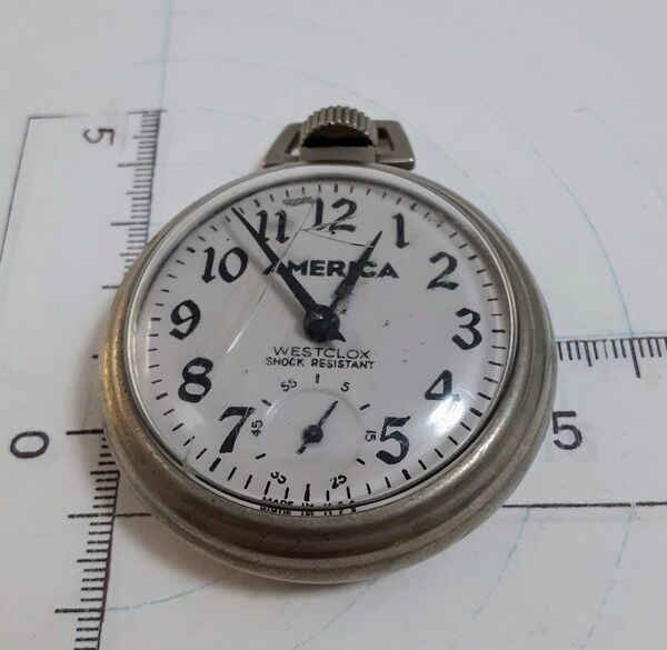 ジャンク稼働品 WESTCLOX AMERICA 手巻き懐中時計 MADE IN USA