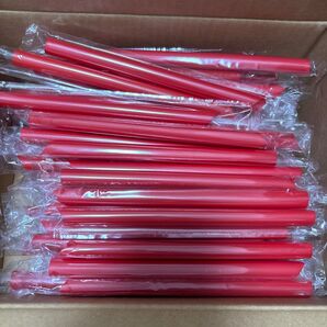 業務用タピオカストロー100本 赤 個装 プラスチック 先端斜めカット
