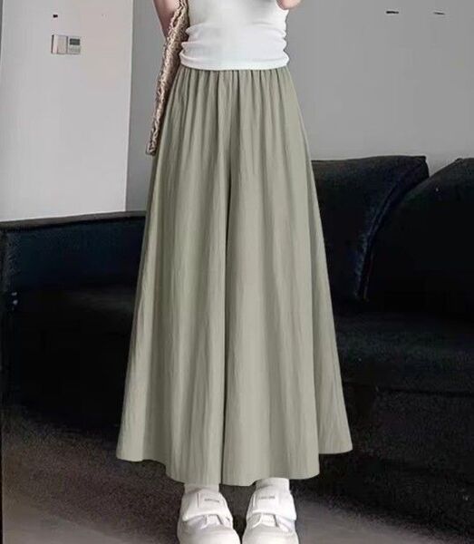 ガウチョパンツミモレスカートパンツ フレアスカート ロングスカート Aライン スカート パンツ ワイドパンツ 無地