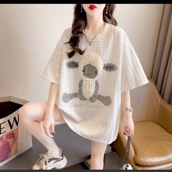 S230303新品 韓国 個性的 ゆったり Tシャツ 白 半袖 夏春秋