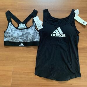 GUNZE adidas カップ付きタンクトップ160㎝&スポーツブラ 165㎝ 2点セット 未使用 レディース