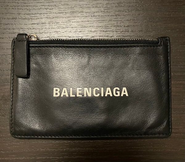 BALENCIAGA バレンシアガ ロゴ レザー フラグメントケース カード コインケース ウォレット 財布 小銭入れ 黒