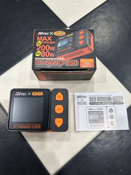 HITEC X1NANO USB 充電器 オレンジ×ブラック レディオGAGAコラボモデル ほぼ新品 液晶保護フィルム貼り付け済