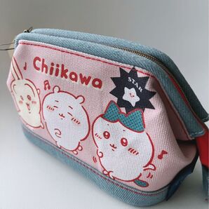新品未使用 タグ付 ちいかわ ワイヤー入り デニムポーチ 楽しいね