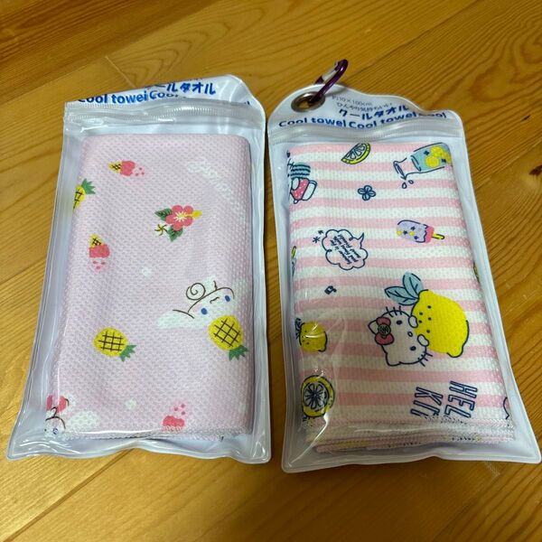 新品 シナモロールとキティーちゃん クールタオル二枚セット