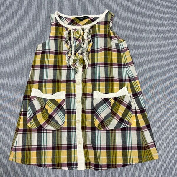 ワンピース ノースリーブ 女の子 ベビー服 子供服 チェック 90cm