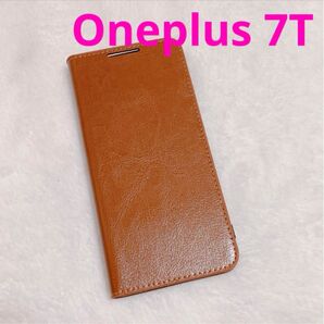 Oneplus 7T ケース 手帳型 ケースカバー レザーケース キャメル カード収納 手帳型ケース スマホケース