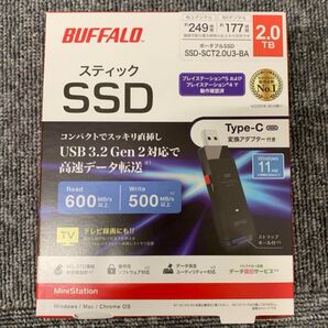 バッファロー(Buffalo) スティック型SSD USB3.2(Gen2)対応 SSD-SCT2.0U3-BA ブラック