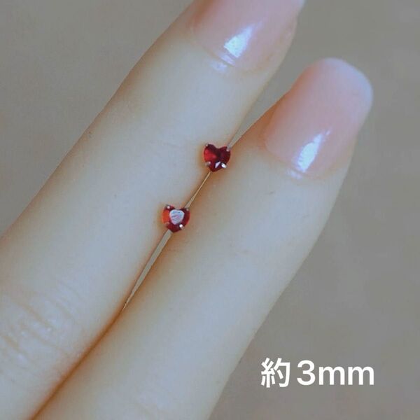 ピアス 一粒 ハート 赤 レッド ルビー キラキラ 3mm 小さめ 小ぶり シンプル 韓国 アクセサリー シルバー プレゼント
