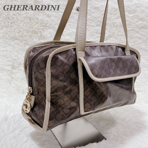 【美品】GHERARDINI/ゲラルディーニ/ショルダーバッグトートバッグ/モノグラム/総柄ハンドバッグ 肩掛け レディース