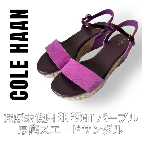 COLE HAAN コールハーン 8B 25cm スエード 厚底サンダル 紫 パープル ストラップサンダル アンクルストラップ