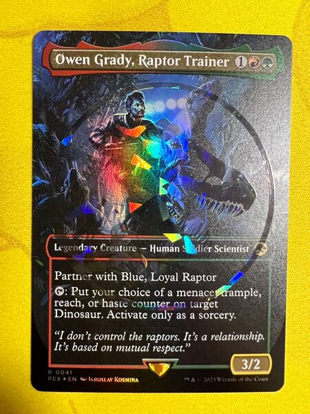 MtG ロゴ入り版・Foil ラプトルの調教師、オーウェン・グレイディ / Owen Grady, Raptor Trainer
