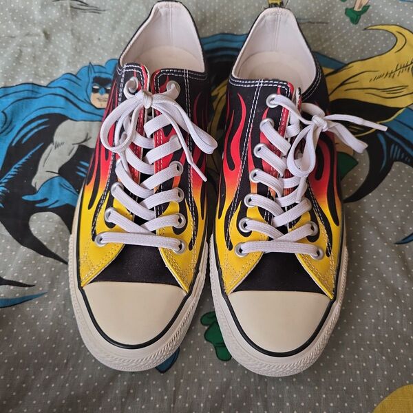 CONVERSE ALL STAR ファイヤーパターン フレイム柄 28cm パンク サイコビリー スケート VANS