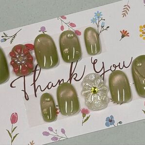 ネイルチップ ワンポイント ミディアム 現品 人気グァバ セレモニー 夏 ショートコンフィ マグネット