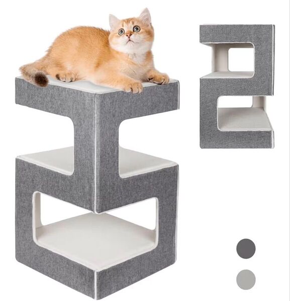 【新品】キャットタワー 低め 据え置き 猫タワー 多頭飼い 猫おもちゃ ペット 3段 にゃんこ 猫部屋 爪研ぎ