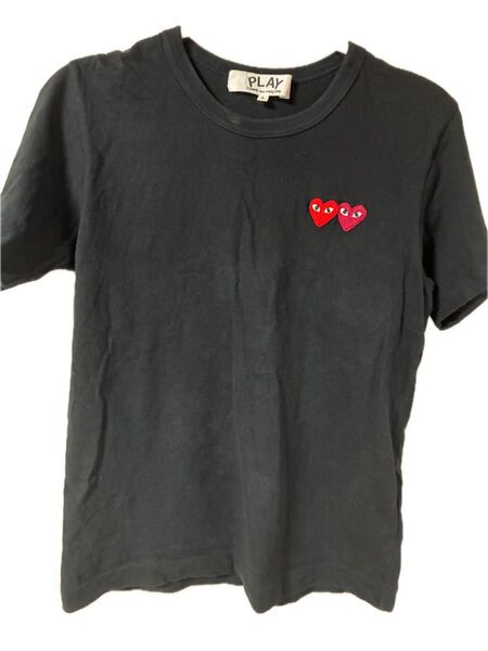 PLAY COMME DES GARCONS T-SHIRT WITH DOUBLE HEART BLACK