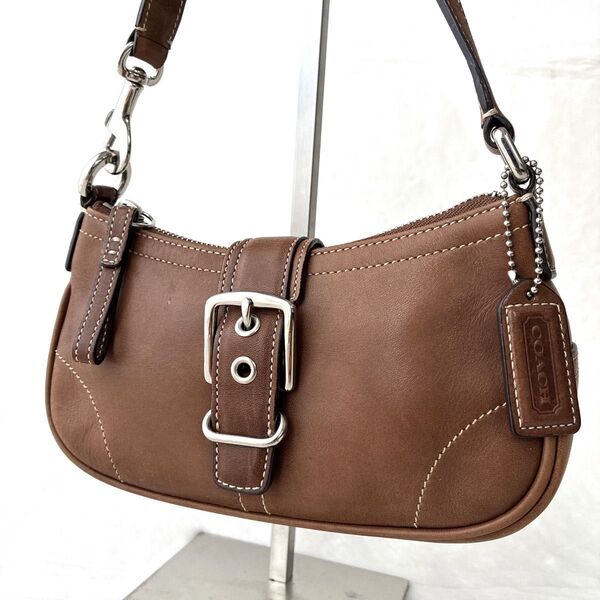 COACH コーチ ショルダーバッグ レザー ブラウン レディース アクセサリーポーチ ハンドバッグ チャーム付き ソーホー