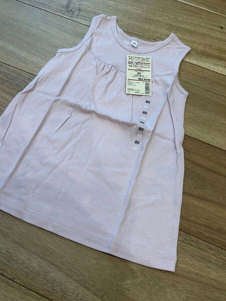 無印良品 水玉ノースリーブチュニック ワンピース ドット トップス 女の子 Tシャツ size80