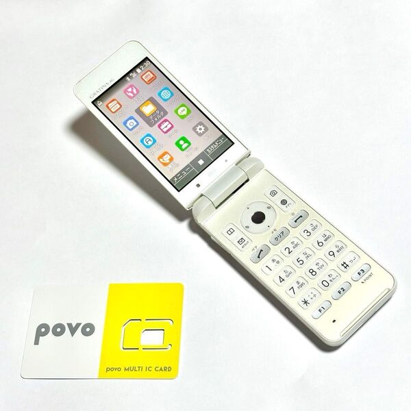 美品 グラティーナ4G simフリー ガラホ ガラケー povo UQ 通話用 おまけ付き(GPSタグ) ホワイト