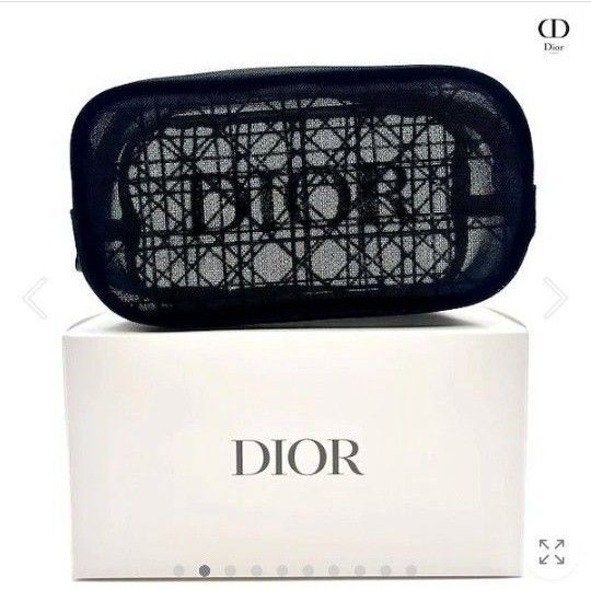 『週末限定値下げ』新品 Dior 限定商品 ロゴマーク メッシュ コスメポーチ ブラック