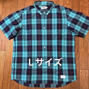 X LARGE S/S PLAID SHIRT ☆ Lサイズ☆USED☆グリーンチェック柄エクストララージBD半袖シャツ