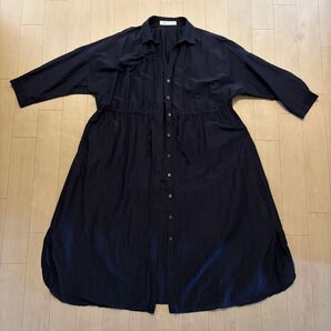 アーバンリサーチ シャツワンピース ネイビー free URBAN RESEARCH 7部丈 コットン シルク